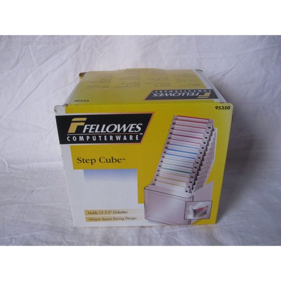 New Fellowes Computerware Step Cube Holding 15 3.5" Floppy Disks/Diskettes 95350 - Picture 1 of 5